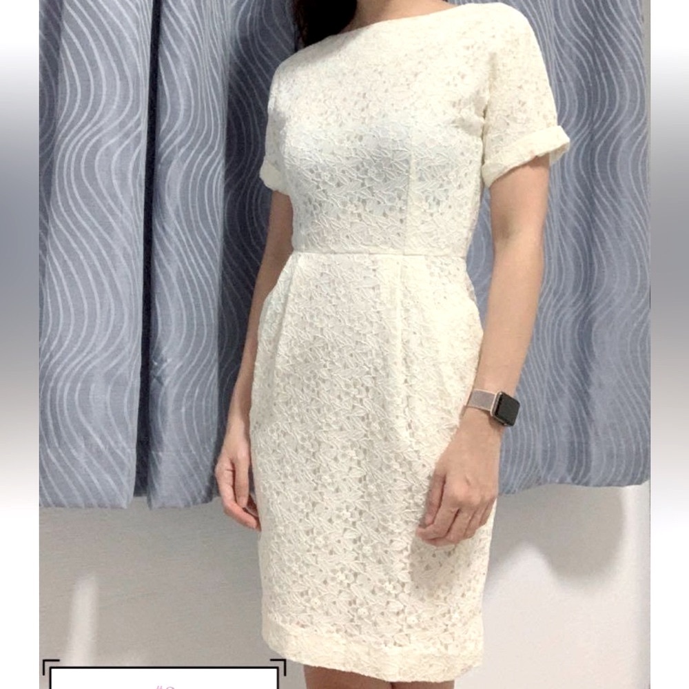 ASOS Cream Lace Retro Wiggle Dress